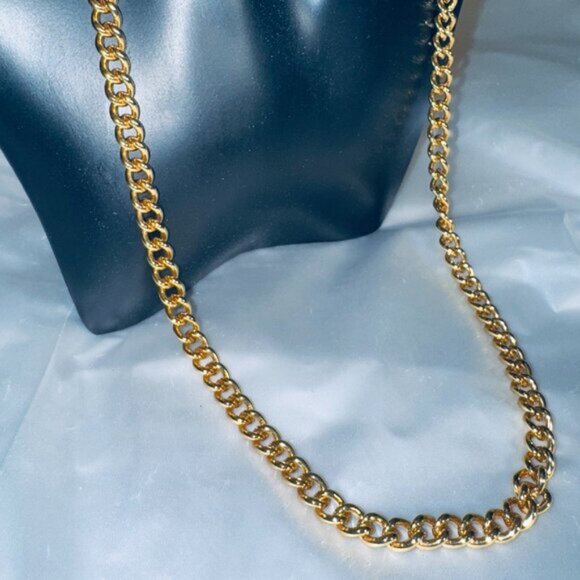 Heavy Gold Tone Links Chain Necklace 25 inches Toggle Clasps Costume Jewelry - Picture 3 of 5